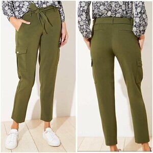 Loft Slim Tie Waist Cargo Trouser Pants in Valiant Green Size 6